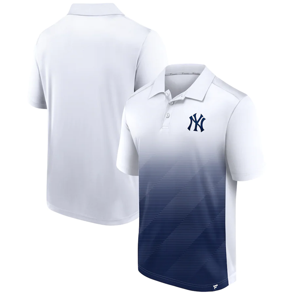 Men's New York Yankees White/Navy Iconic Parameter Sublimated Polo Men's New York Yankees White/Navy Iconic Parameter Sublimated Polo